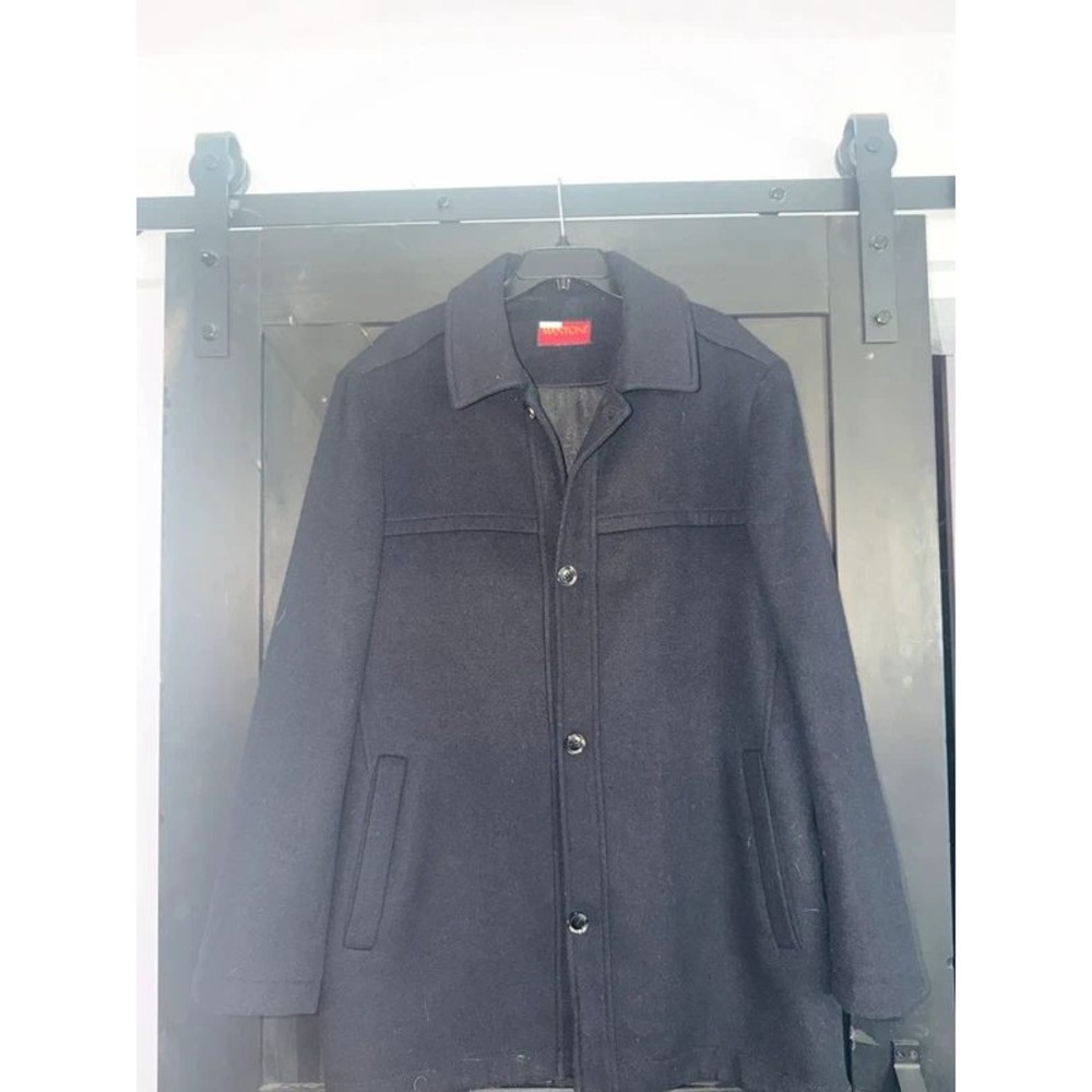 Mantoni Milan Italy Men Navy Blue Wool Blend Car Coat Jacket Paisley Lining